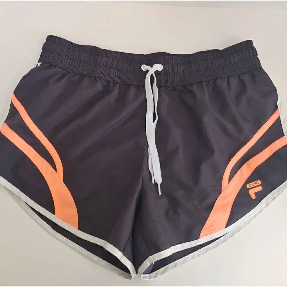 Fila Sport Women's Running Shorts Lined Grey Orange Size S